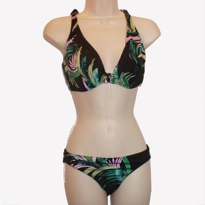 Seafolly 2PC Las Palmas F-cup Triangle & Hipster Bikini US 6/AUS 10 *Black* NEW!