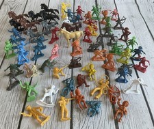 Vintage Cowboys, Indians, Military, Horses Lot of Plastic Toy Figures Hong Kong