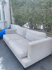 DFS Contemporary Grey 3-Seater Sofa 100% Polyester Black Frame 220x140cm