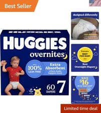 Huggies Size 7 Overnites Baby Diapers: Overnight Diapers, Size 7 41 lbs, 60 ...