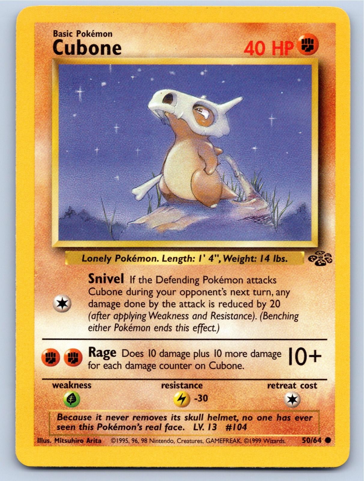 1999 POKEMON CUBONE JUNGLE 50/64 UNLIMITED C NM A88585 FREE S&H