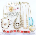 Vintage Coro Lisner Pakula Rhinestone Jewelry Lot Leaf, Flower, Lucite Art Deco