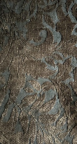 Vintage RICH BROWN VELVET Floral Leaf TAPESTRY Upholstery Fabric 39” X 54”