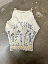 Vintage Champion Clothes Pin Bag with Clothespins, Kitchen/Laundry Room Decor