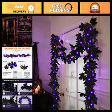 6FT Black Halloween Garland String Lights - Battery Operated Decor for Spooky Ni