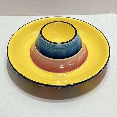 Certified International Nancy Green Colorful Stripe 13'' Chip-N-Dip Platter
