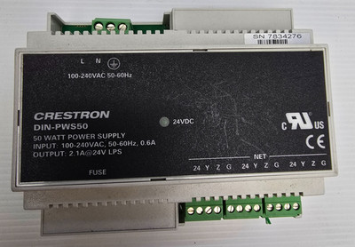CRESTRON DIN-PWS50 DIN Rail 50 Watt Cresnet Power Supply for DIN-AP2 (NEW)