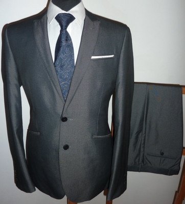 Marks & Spencer Suit Grey Super Slim Ltd 2 Piece 40 L Jacket Trousers W 34 L 33
