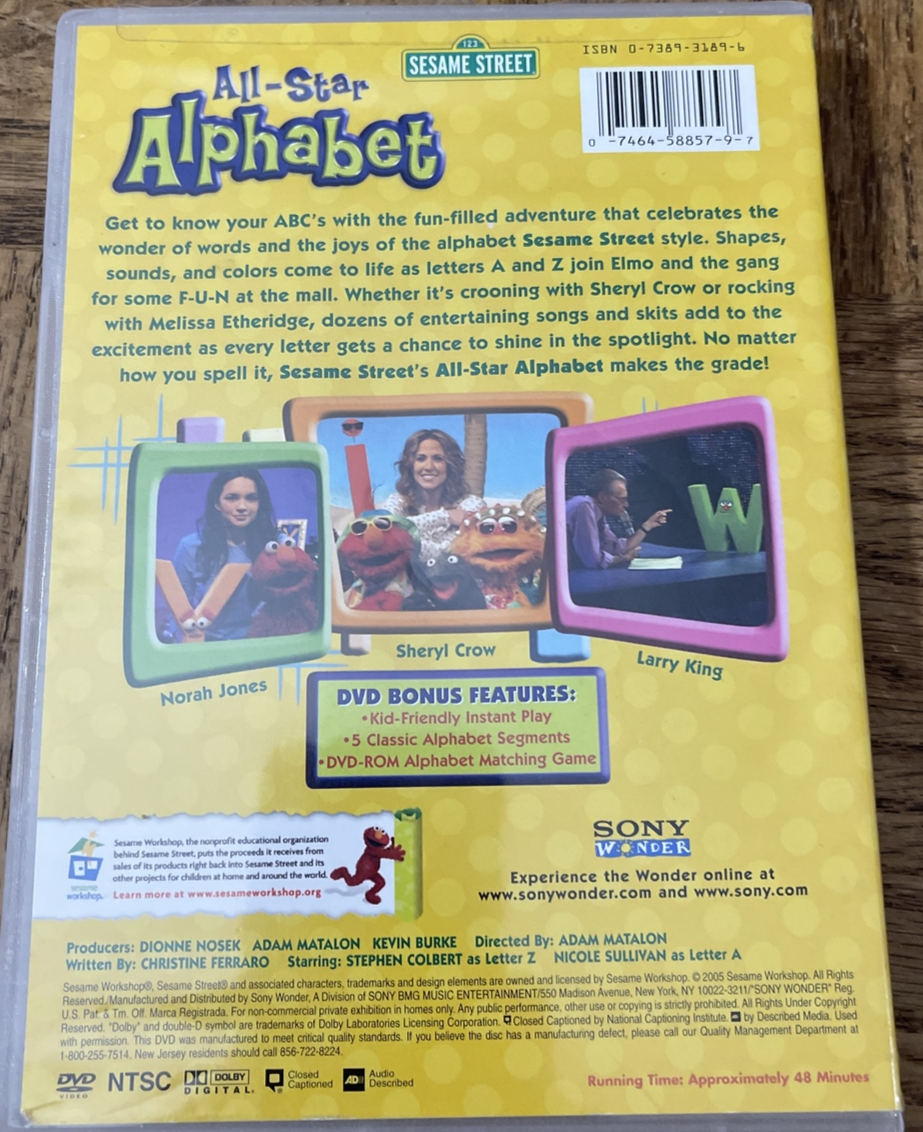Sesame Street All Star Alphabet DVD 74645885797| eBay