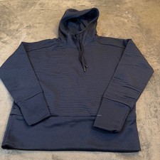 Nike Dri Fit Hoodie Womens Extra Small Navy Blue Textured Ribbed Pullover