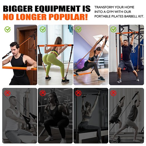 KUTIZE Pilates Bar Kit Resistance Bands Multifunctional Stilts Yoga Home - Picture 5 of 6