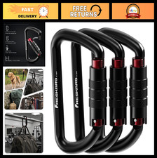 Heavy Duty 3" Auto Locking Carabiner Clips - 12kN, 2698lbs, Lightweight Aluminum