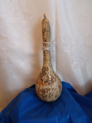 Large 13.5'' Dried Bottle Gourd Rustic Natural Speckled Primitive Farmhouse Decor