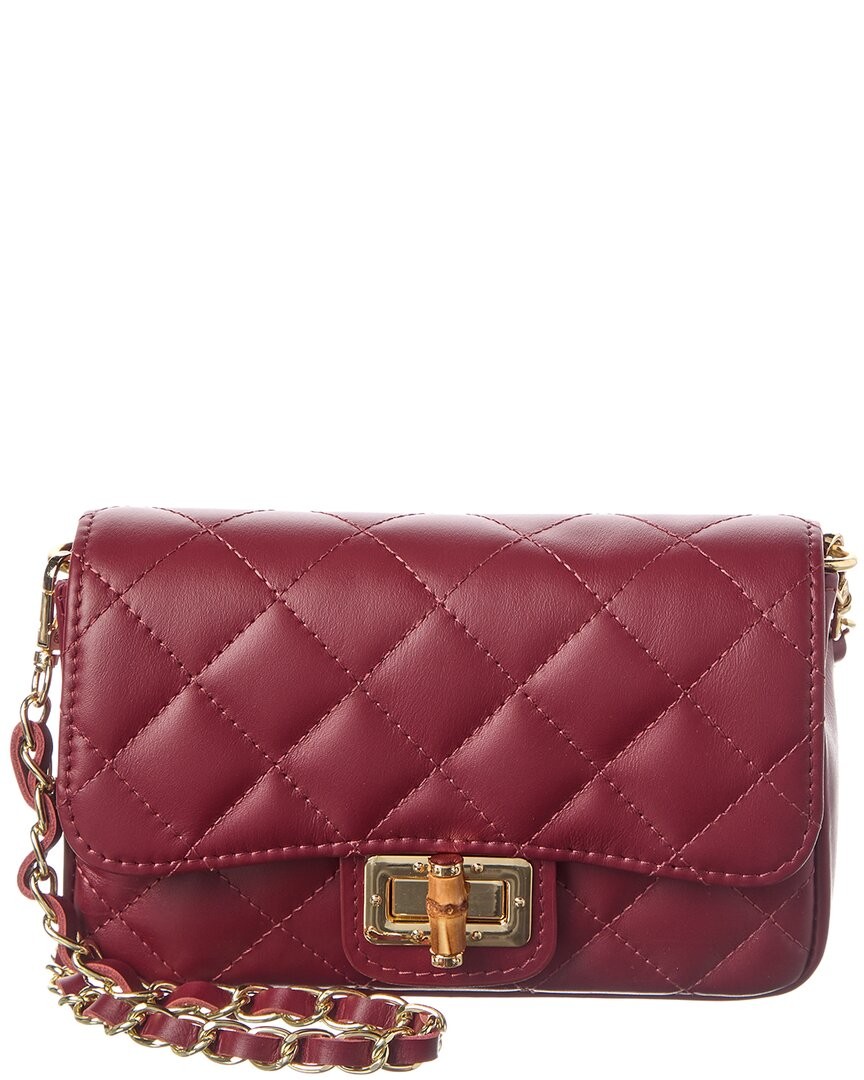 Persaman New York Cinzia Quilted Leather Crossbody Women's Red