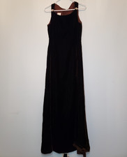 Watters  Watters Womens 8 Formal Dress Brown Velvet Sleeveless Maxi Scoop Neck