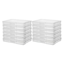 novelinks 12 Pack 5"x7" Clear Photo Storage Boxes with Lids, Plastic colour