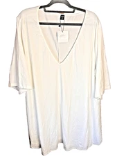 NEW! Women's Plus Size 28/30  T-shirt Ivory By Shein 15” Sleeve