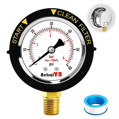 #ad Pool Filter Pressure Gauge 304 Stainless Steel IP67 Waterproof 0 60 Psi Bar $10.99
