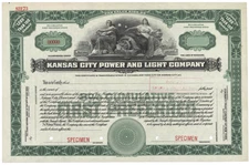 Kansas City Power and Light Company. Stock Certificate.