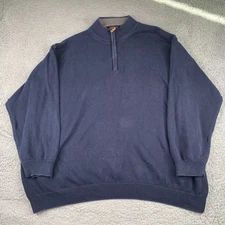 Oak Hill Sweater Mens 4XL Blue Cotton Knit 1/4 Zip Pullover