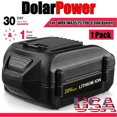 20 Volt 6.0Ah For WORX 20V MAX Extend Lithium Battery WA3520 WA3525 WA3575 WG155