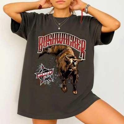 Bushwacker Bull Rider Shirt, Retro Rodeo T-shirt, Vintage PBR Style Bull Riding
