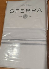 SFERRA Grande Hotel Collection Std Pillow Case 22"x33" Pair White/Blue