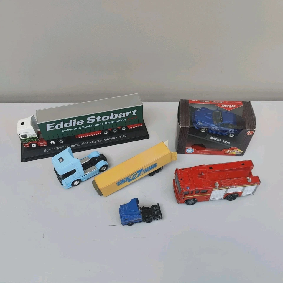 Paquete de remolque para autos camiones Stobart camión de bomberos 61055 Welly Scania repuestos X6 leer Foto 2 de 4