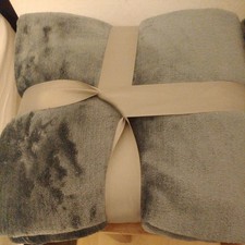 Dunelm Grey Throw Fleece Blanket , New