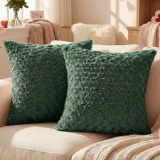 Pack of 2 Solid Throw Pillow Covers 20x20 Inch Soft Rose Swirl Textured Decor...