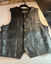Men's Black Leather Biker Vest Biker's Club