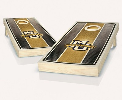 Cornhole Boards Set Skips Garage Marquette Striped Design Team Bags