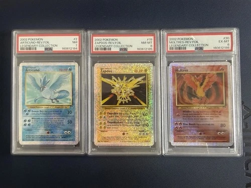 Legendary Collection Reverse Holo Articuno Zapdos Moltres Sequential PSA 7 8 6