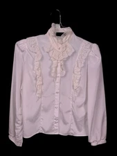 First Glance  Victorian Ruffle Lace  Blouse Top -PRETTY!