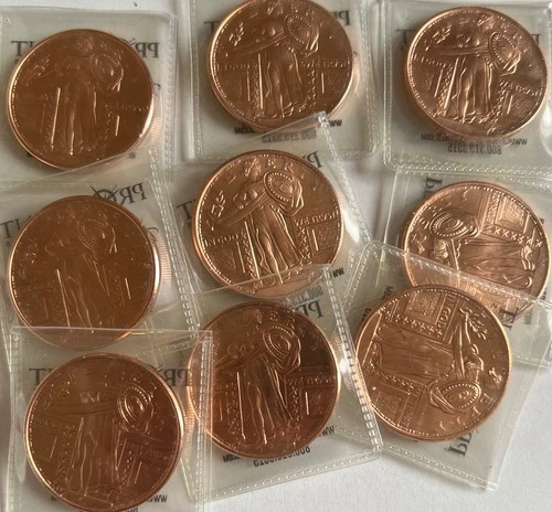 9 Copper Standing Liberty Rounds, 9 ounces 999 fine Copper from Provident Metals