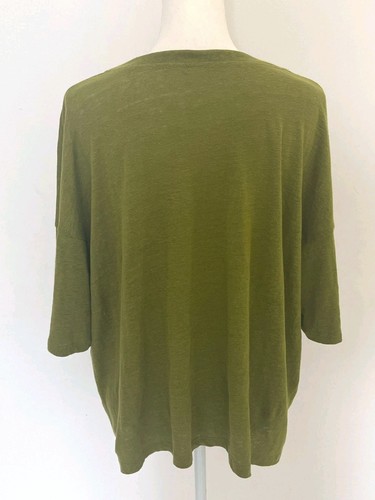 Eileen Fisher Jersey Short Sleeve Crew Neck Boxy T-Shirt Top Green Sz S/P - Picture 4 of 7