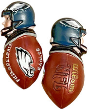 Philadelphia Eagles Football Team Lot of 2 NFL 3" x 1" Refrigerator Magnets USED