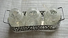Pressed Glass Condiment Holders & Caddy #collectibles #homedecor #kitchen