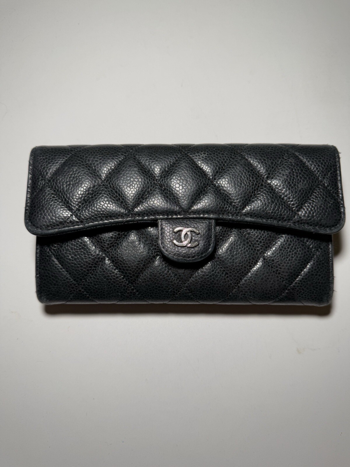 Chanel Wallet Gusset Classic Flap Quilted Caviar Long CC!