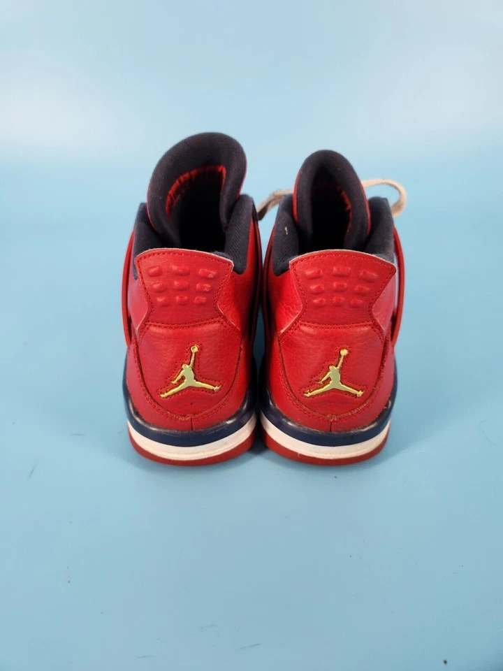 Кроссовки баскетбольные спортивные красные Nike Air Jordan 4 ретро FIBA 408452-617 детские размер 6,5 Y - Изображение 3 из 4