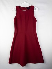 Madewell Fit Flare Dress 0 Red Lined Adore Sleeveless Stretch Crew