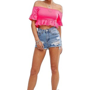 pink ruffle crop top