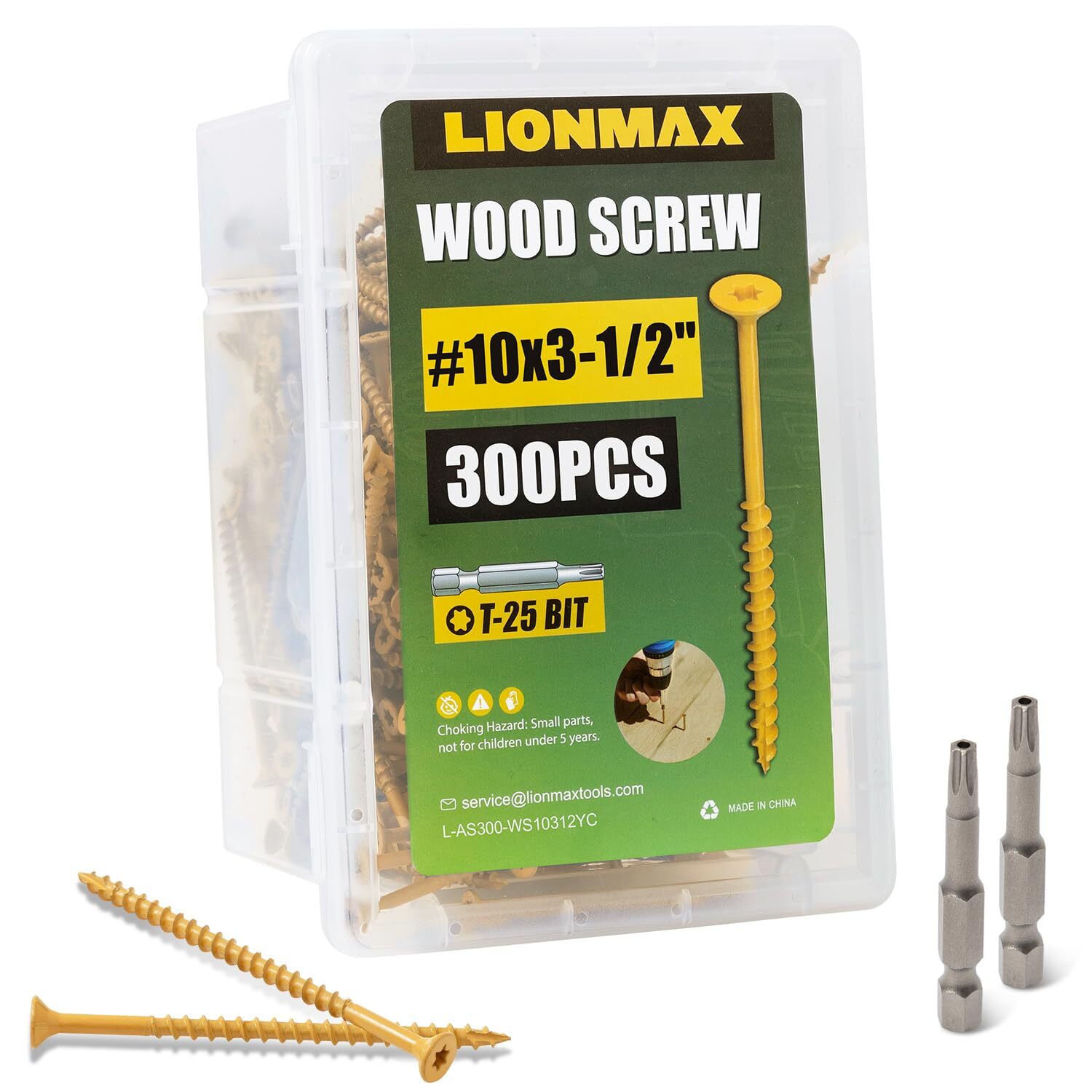 LIONMAX 300-Pack #10 x 3.5 Inch Deck Screws Rust-Resistant Tan for Outdoor Use