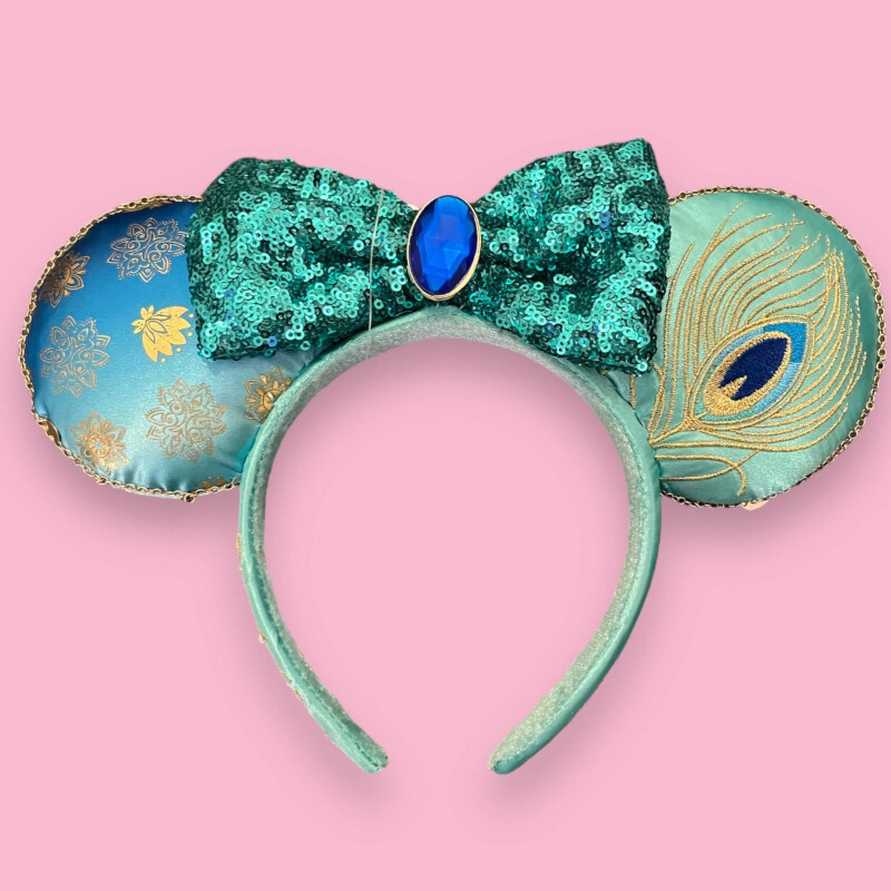 Disney Paris ~ Secret Jasmine Peacock-Inspired Sequined Headband with Bow Tokyo Disney Resort Headband Ears Aladdin Princess Jasmine  main image 3