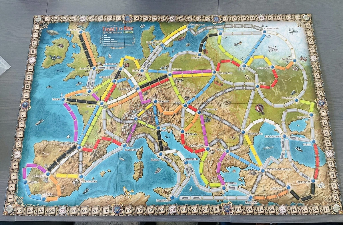 Ticket To Ride Europe 15th Anniversary, All 110 Train Cards, Game Pieces