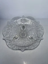 Vintage Clear Glass Footed Serving Bowl Plate