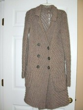 WOMEN FREE PEOPLE BROWN MULTI BLEND KNITTED POCKETS LONG CARDIGAN/SWEATER size S
