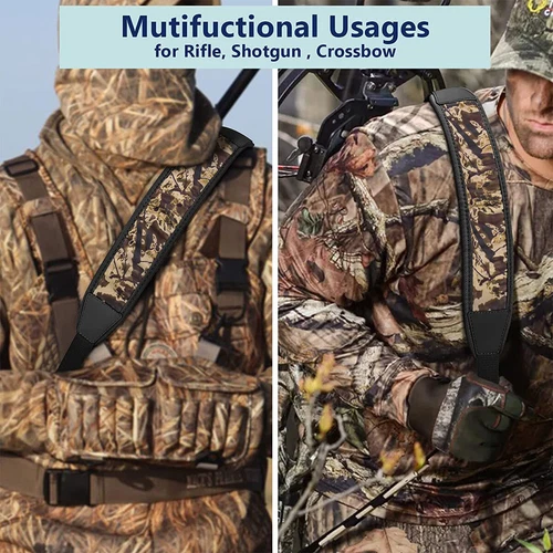 Camouflage Two Point Rifle Gun Sling With Swivels Shoulder Padded Hunting Strap - Picture 10 of 11