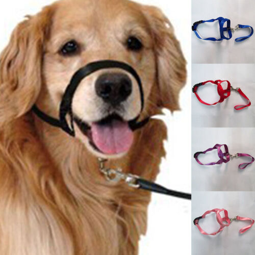 Dog Muzzle Head Mouth Nose Stop Pulling Halter Training Lead Leash Size S-2XL - Picture 1 of 13