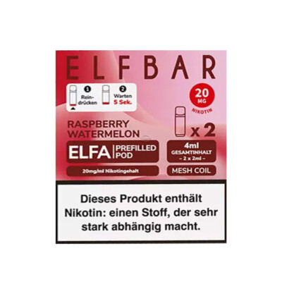 ELFBAR ELFA POD Raspberry Watermelon 20mg/ml Nikotin à 2 Pods